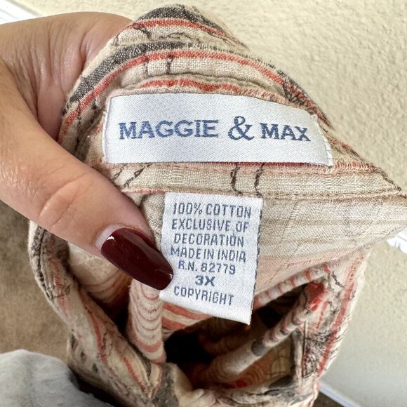 Vintage Maggie & Max Womens Multicolor 3/4 Sleeve Button-Up Shirt Size 3X Artsy - Picture 6 of 8